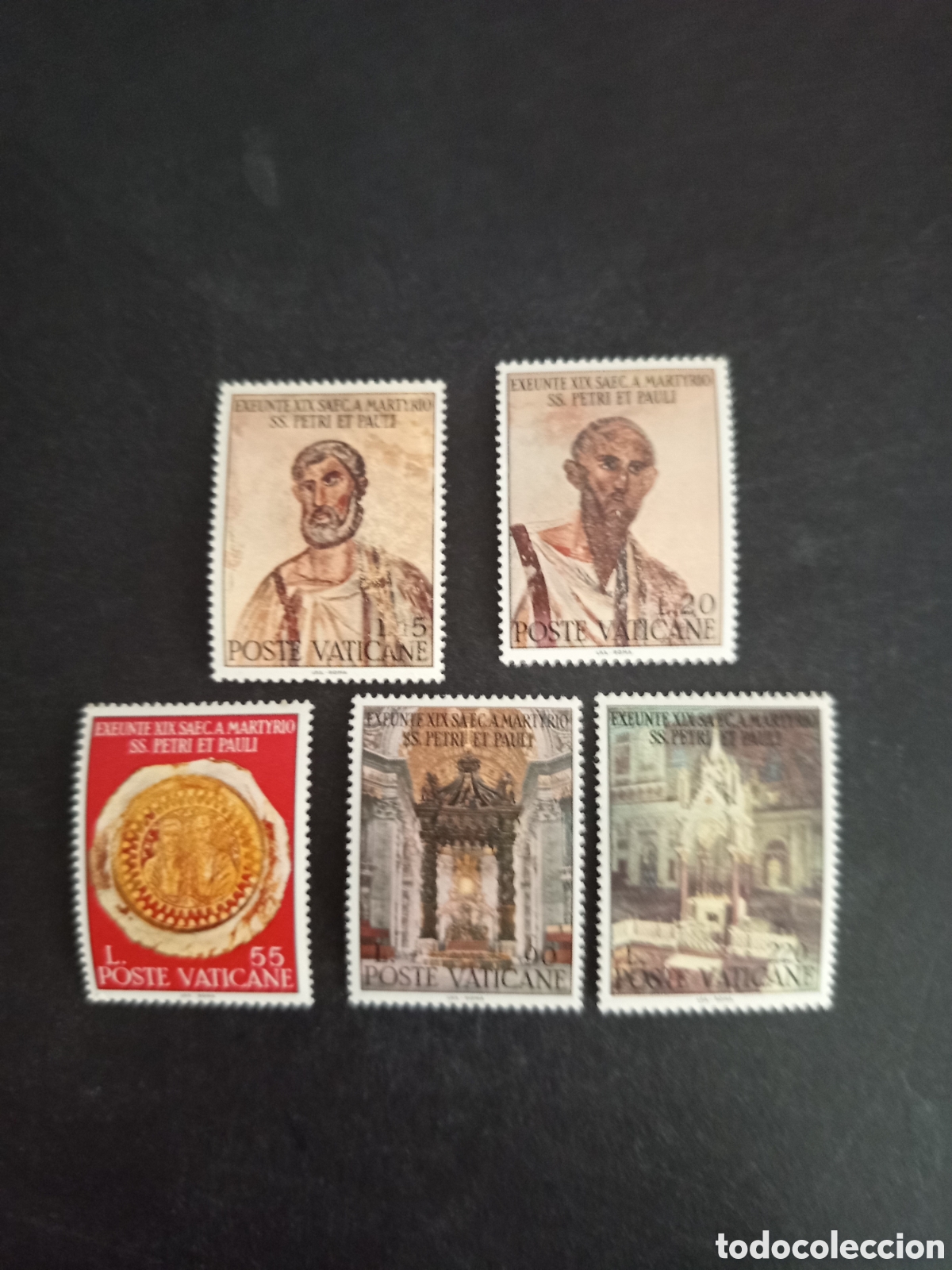 Sellos: Vaticano, 1967. Santos Pedro y Pablo. Serie completa. Yvert 466/470. Pedido m&iacute;nimo 3 &euro;. Ver fotos .