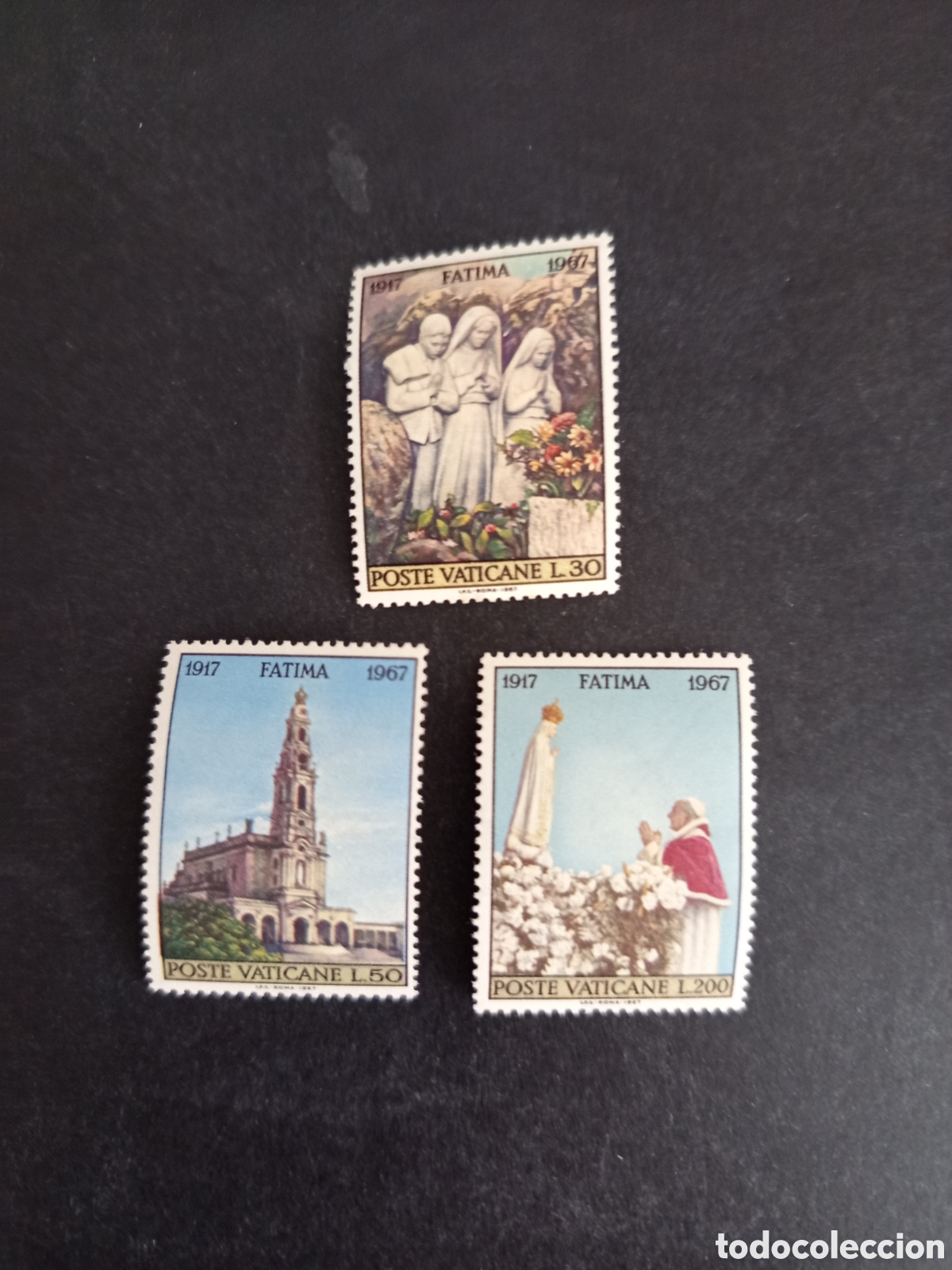 Sellos: Vaticano, 1967. F&aacute;tima. Serie completa en nuevo. Yvert 473/5. Pedido m&iacute;nimo 3 &euro;. Ver fotos .