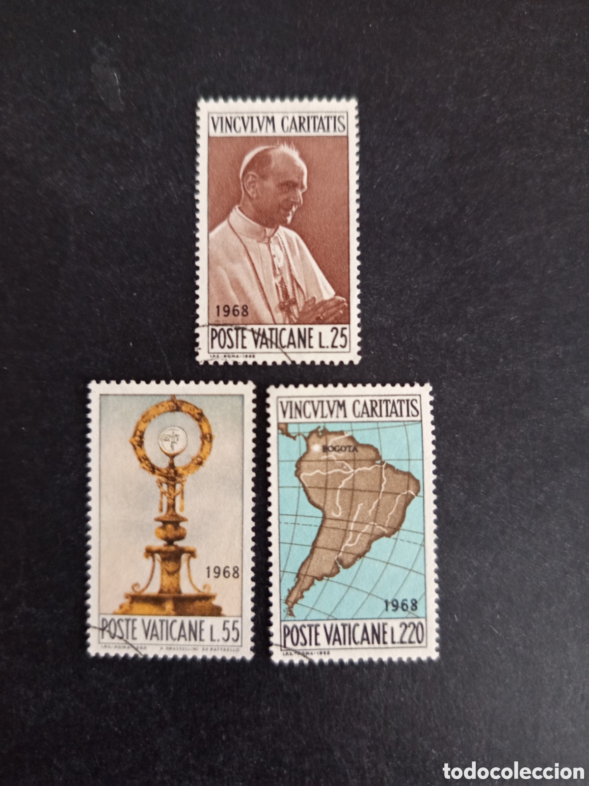 Sellos: Vaticano, 1968. Congreso Eucar&iacute;stico. Serie completa en usado. Yvert 479/481. Pedido m&iacute;nimo 3 &euro;.