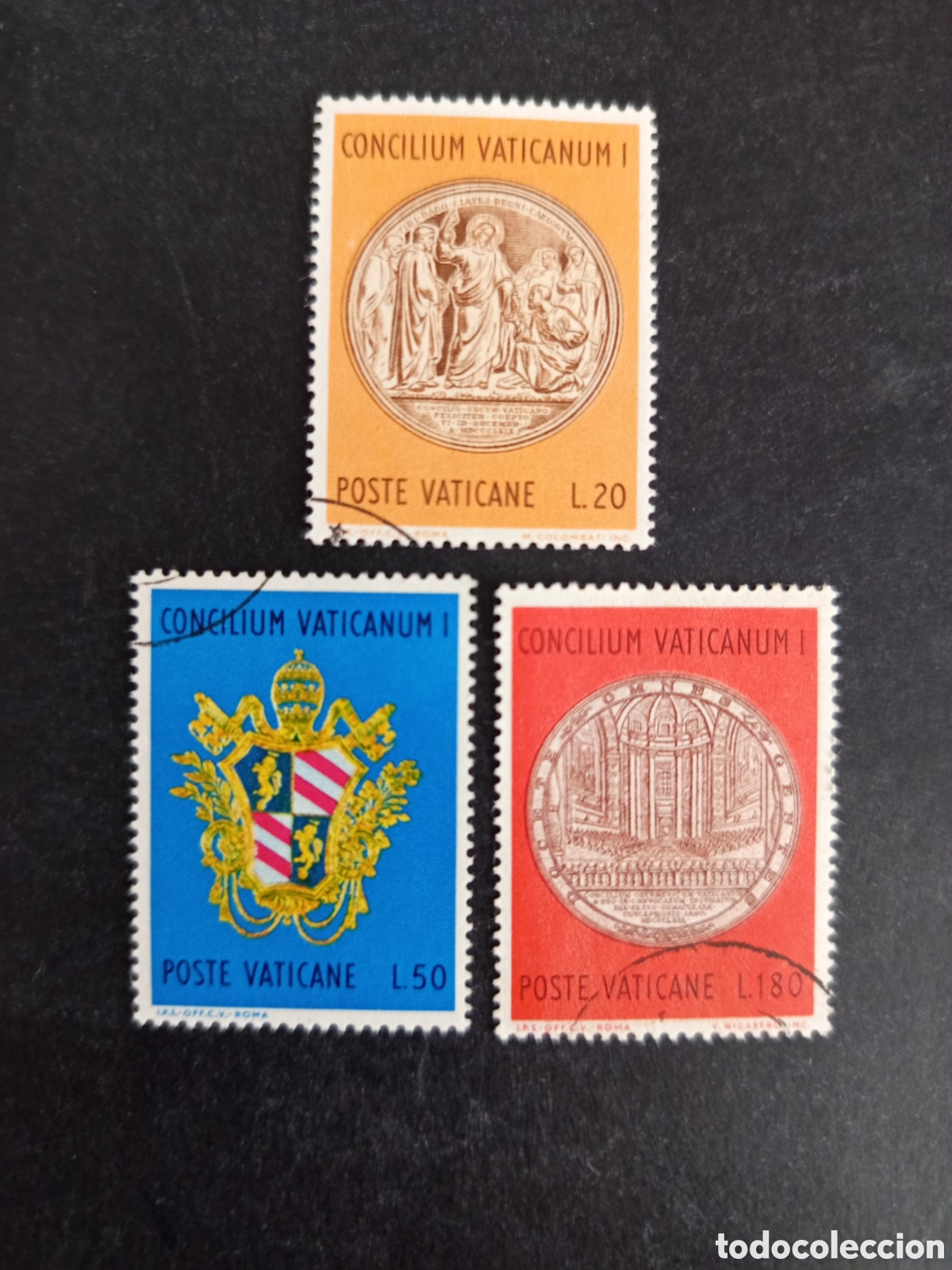 Selos: Vaticano, 1970. Concilio Vaticano I. Serie completa usada. Yvert 502/4. Pedido m&iacute;nimo 3 &euro;. Ver fotos