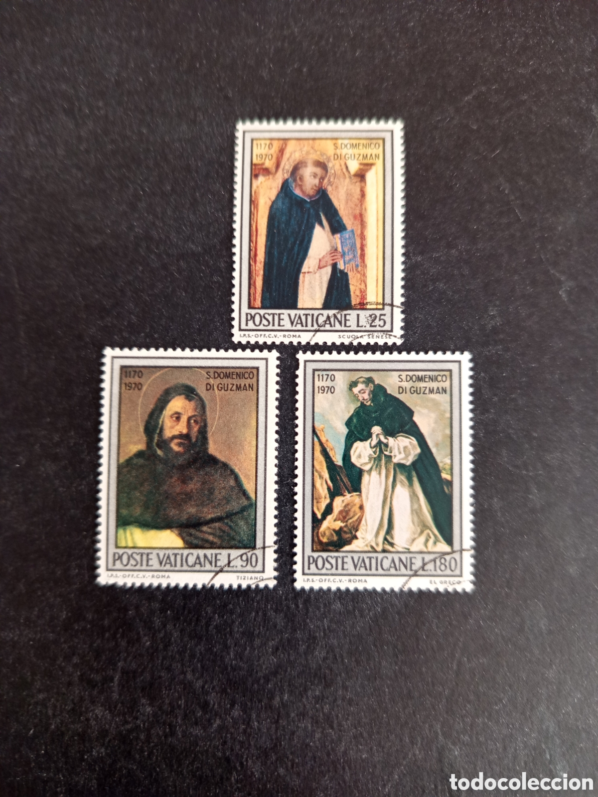 Sellos: Vaticano, 1971. Santo Domingo de Guzm&aacute;n. Sellos usados. Yvert 527; 529/30 Pedido m&iacute;nimo 3 &euro;.