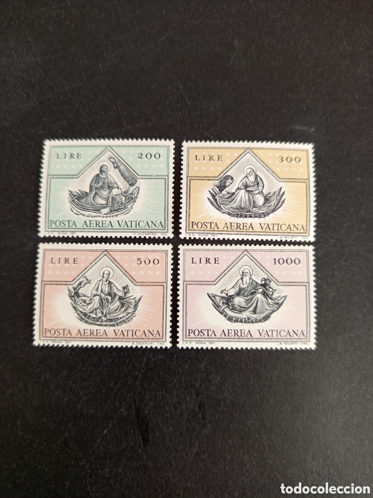 Sellos: Vaticano, 1971. Los cuatro Evangelistas. . Completa en nuevo. Yvert a&eacute;reo 55/8. Pedido m&iacute;nimo 3 &euro;.