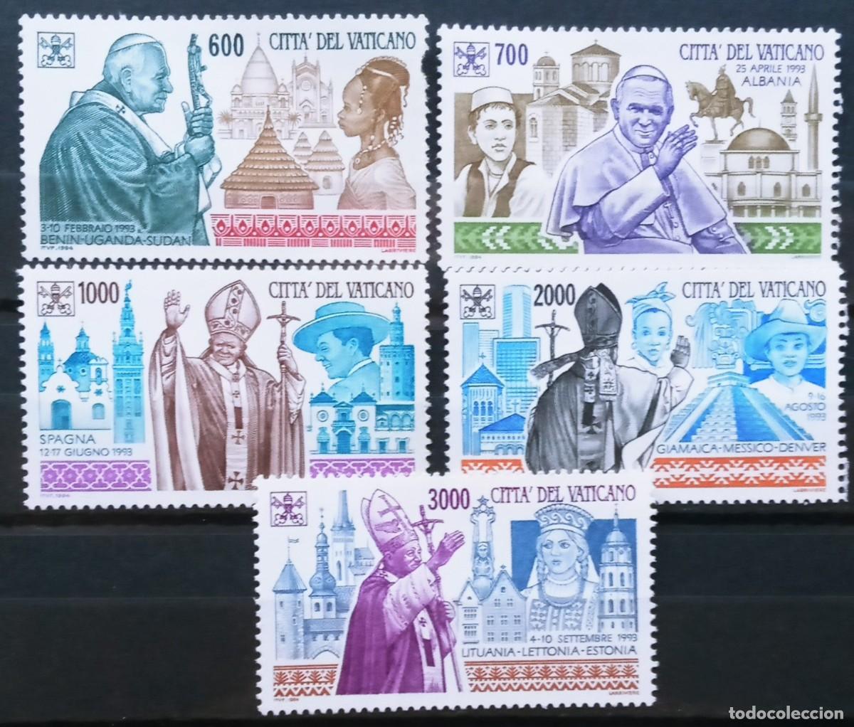 Sellos: VATICANO - IVERT 991 A 994 NUEVOS ** VIAJES DEL PAPA JUAN PABLO II A&Ntilde;O 1994