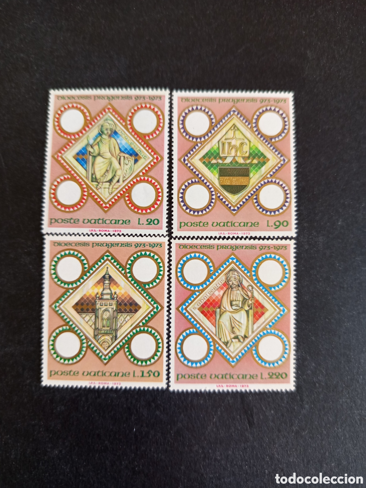 Sellos: Vaticano, 1973. Milenario Sede Episcopal Praga. Yvert 562/5. Completa en nuevo. Pedido m&iacute;nimo 3 &euro;.