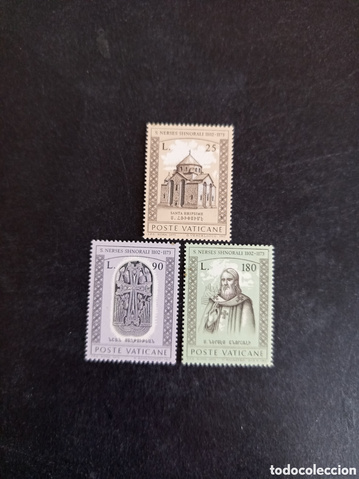 Sellos: Vaticano, 1973. Patriarca Armenio San Nerses. Yvert 566/8. Completa en nuevo. Pedido m&iacute;nimo 3 &euro;.