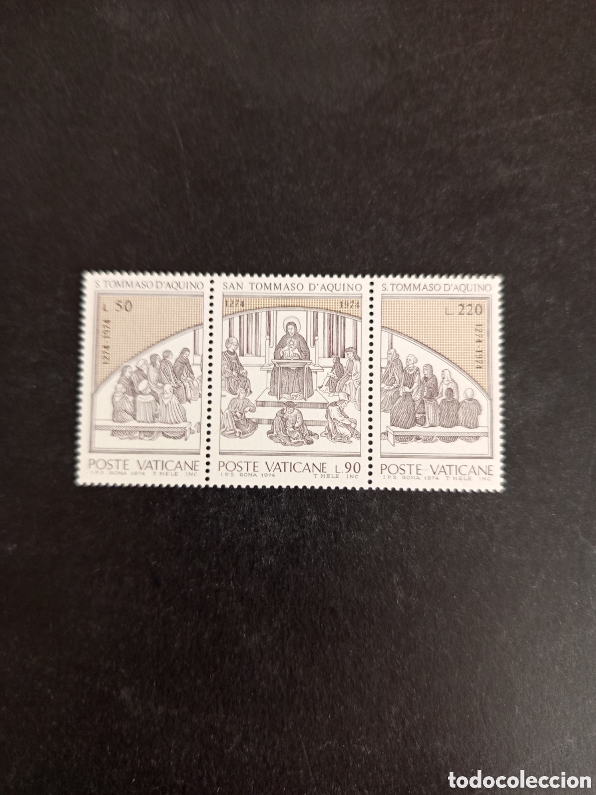 Sellos: Vaticano, 1974. Santo Tom&aacute;s de Aquino. Yvert 576/8. Completa en nuevo. Pedido m&iacute;nimo 3 &euro;. Ver fotos.