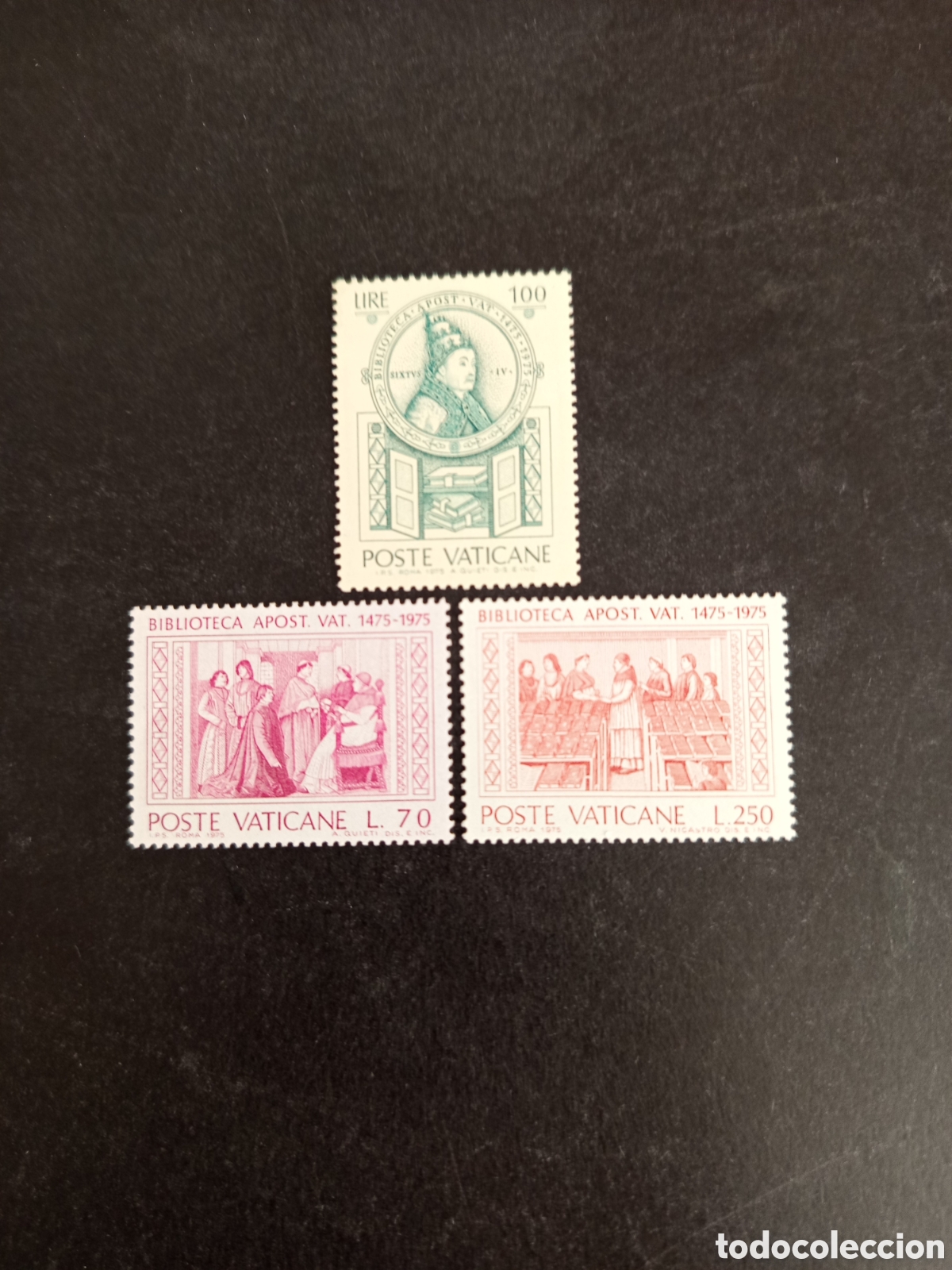 Sellos: Vaticano, 1975. Biblioteca Vaticana .Yv 603/5. Completa en nuevo. Pedido m&iacute;nimo 3 &euro;. Ver fotos.