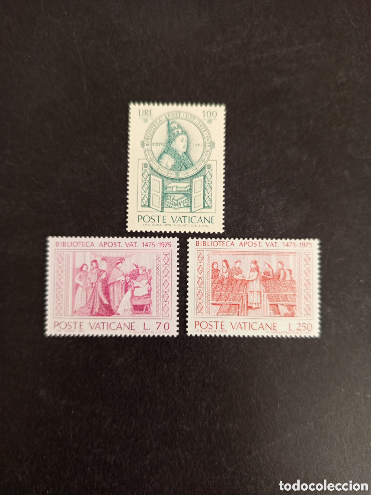 Sellos: Vaticano, 1975. Biblioteca Vaticana .Yv 603/5. Completa en nuevo. Pedido m&iacute;nimo 3 &euro;. Ver fotos.