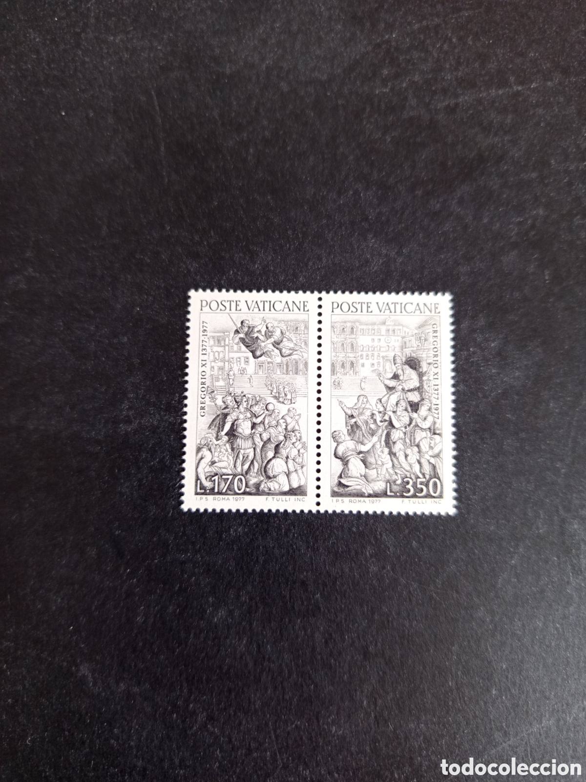 Sellos: Vaticano, 1977. S.S. Gregorio XI.Yv 634/5. Serie completa en pareja. Pedido m&iacute;nimo 3 &euro;. Ver fotos.