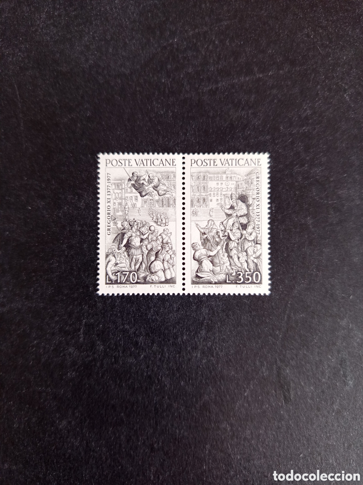 Sellos: Vaticano, 1977. S.S. Gregorio XI.Yv 634/5. Serie completa en pareja. Pedido m&iacute;nimo 3 &euro;. Ver fotos.