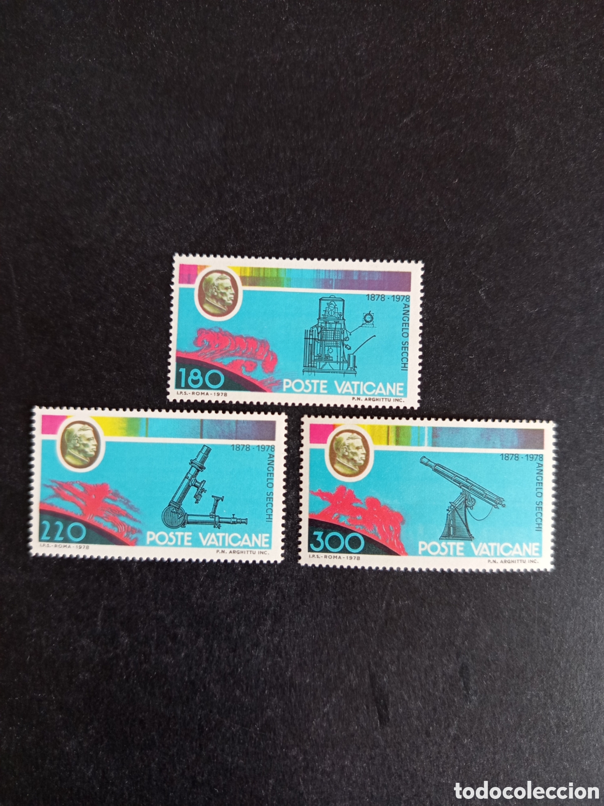 Sellos: Vaticano, 1979. Angelo Secchi, astr&oacute;nomo. Yv 675/7. Serie completa en nuevo.Pedido m&iacute;nimo 3 &euro;.