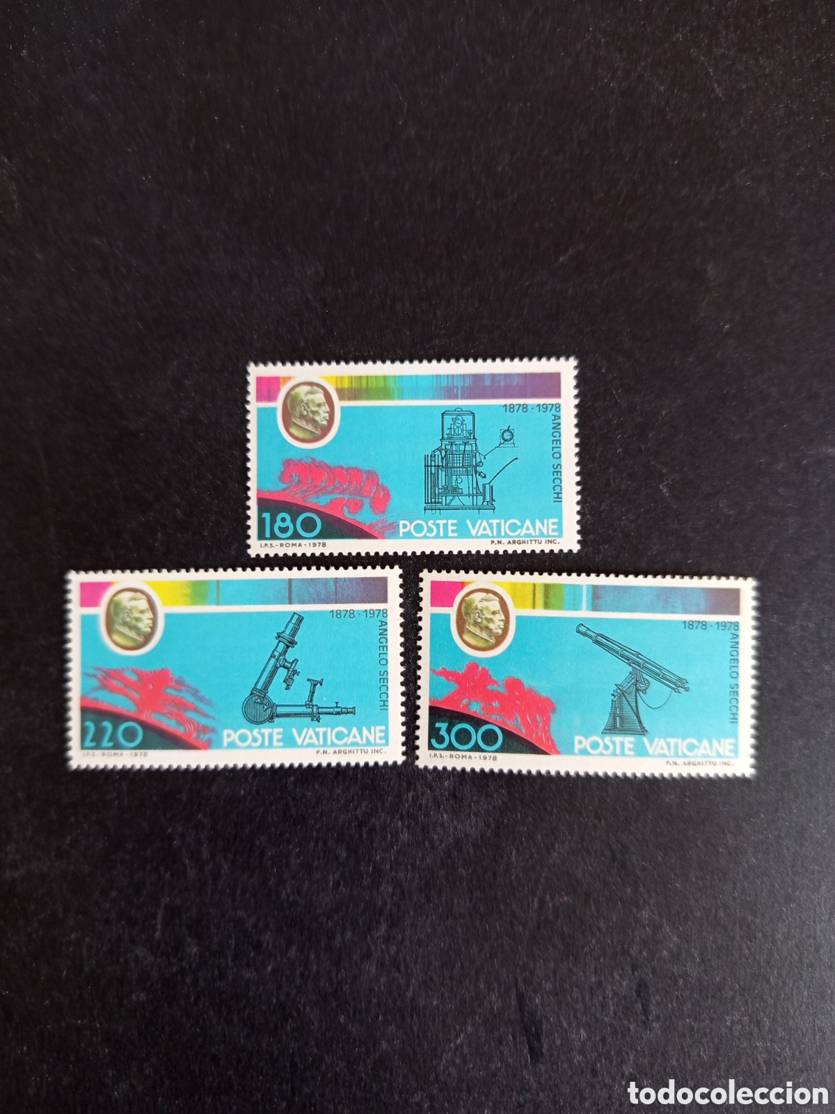 Sellos: Vaticano, 1979. Angelo Secchi, astr&oacute;nomo. Yv 675/7. Serie completa en nuevo.Pedido m&iacute;nimo 3 &euro;.