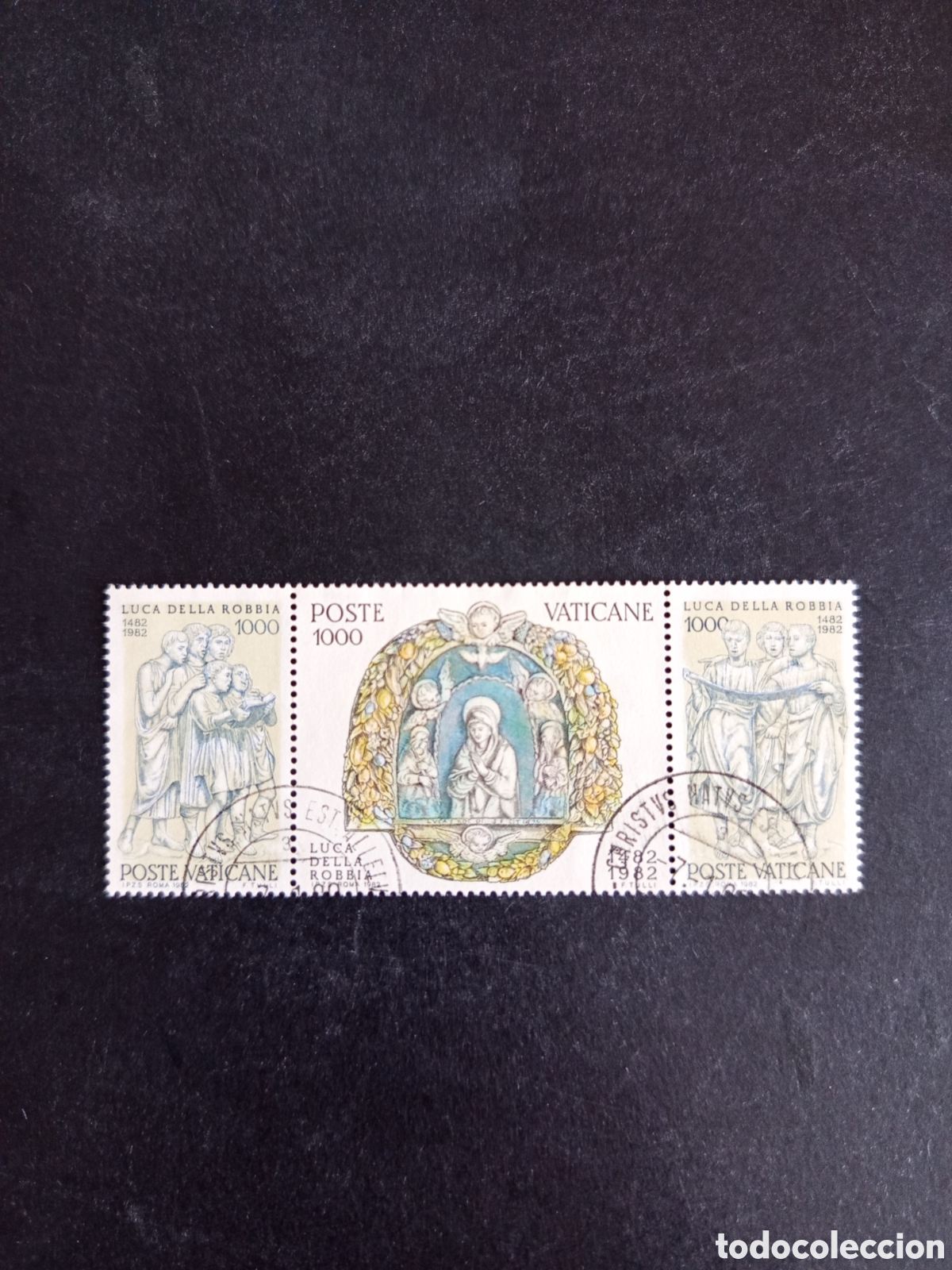 Sellos: Vaticano,1982. Luca Della Robbia, escultor. Yv 728/30 tr&iacute;ptico. Completa en usado. Pedido m&iacute;nimo 3 &euro;