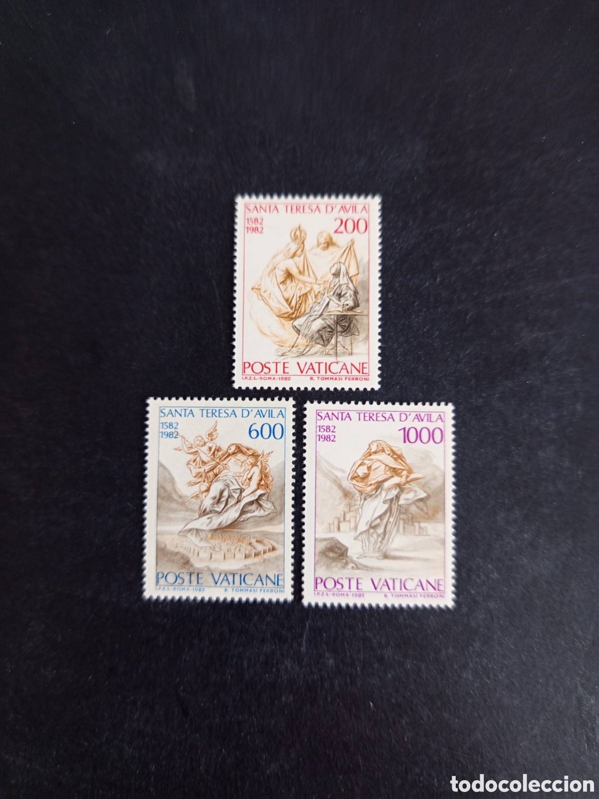 Sellos: Vaticano,1982. Santa Teresa de &Aacute;vila. Yv 731/3. Completa en nuevo. Pedido m&iacute;nimo 3 &euro;. Ver fotos.