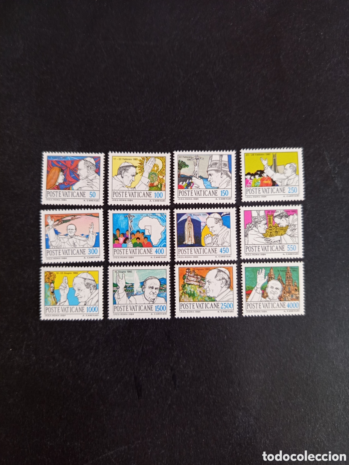 Sellos: Vaticano,1984.Viajes S.S. San Juan Pablo II. Yv. 755/66. completa en nuevo. Pedido m&iacute;nimo 3 &euro;.