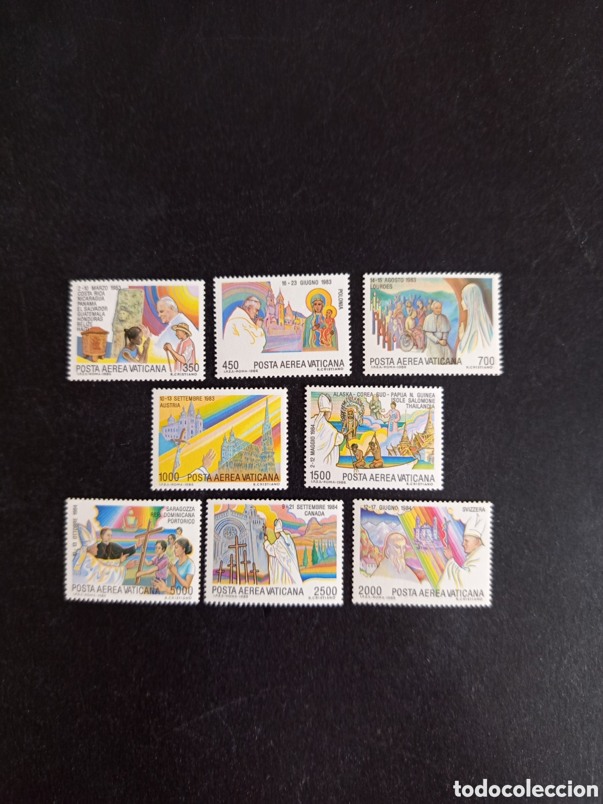 Sellos: Vaticano,1986. Viajes S.S. San Juan Pablo II. Yvert A&eacute;reo 72/82. Completa en nuevo. Pedido m&iacute;nimo 3&euro;