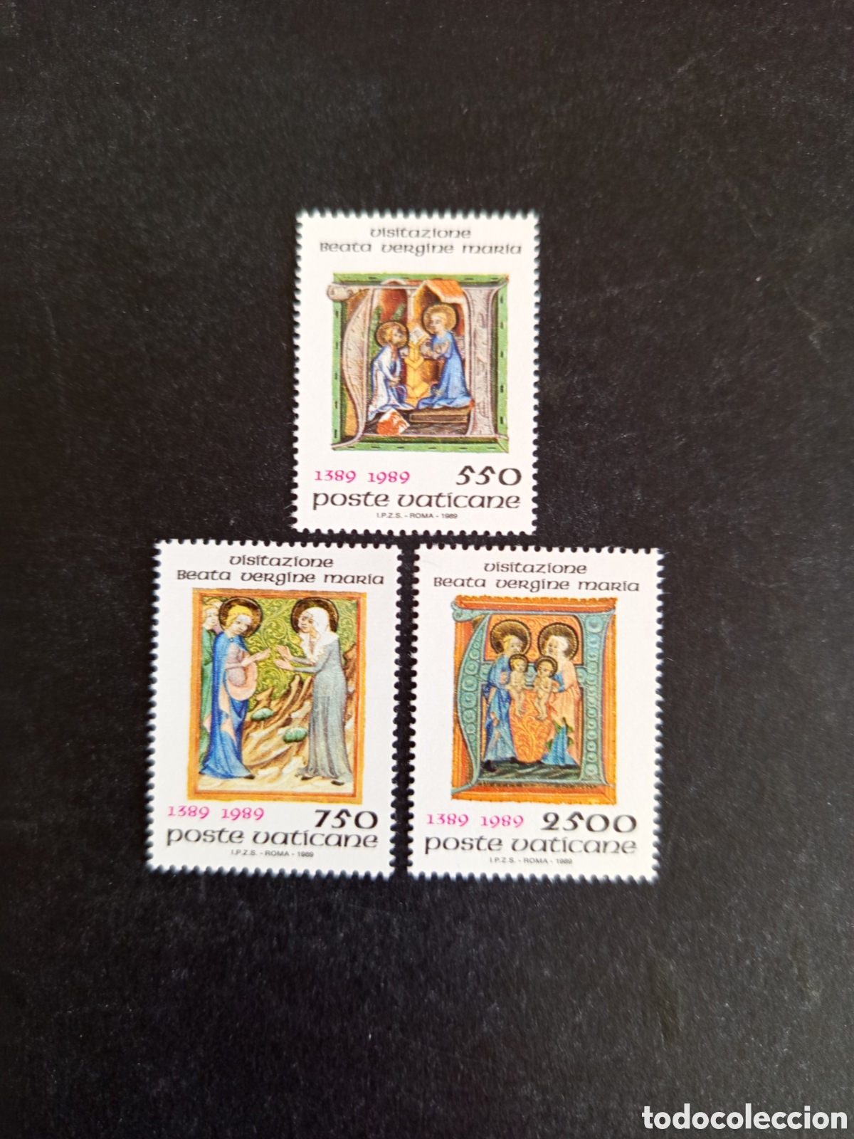 Sellos: Vaticano,1989. La Visitaci&oacute;n. Yvert 849/51. Completa en nuevo. Pedido m&iacute;nimo 3 &euro;. Ver fotos.