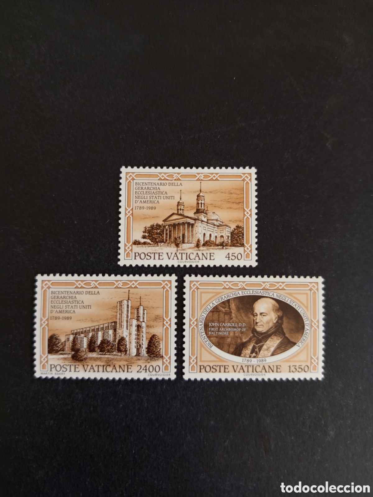 Sellos: Vaticano,1989. Jerarqu&iacute;a Eclesi&aacute;stica en EEUU. Yv. 864/6. Completa en nuevo. Pedido m&iacute;nimo 3 &euro;.