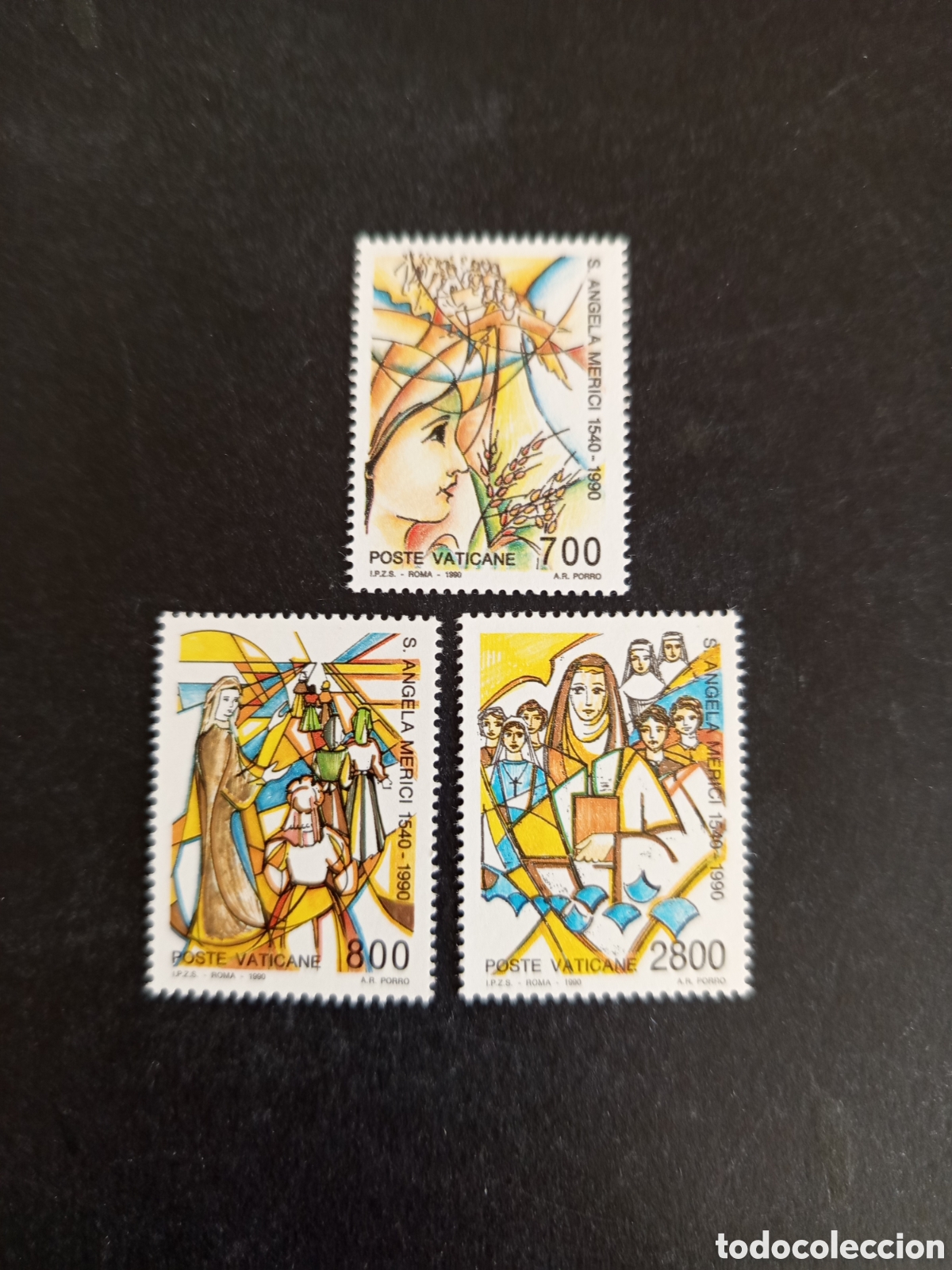 Sellos: Vaticano,1990. Santa &Aacute;ngela Merici. Yvert 872/4. Completa en nuevo. Pedido m&iacute;nimo 3 &euro;. Ver fotos.