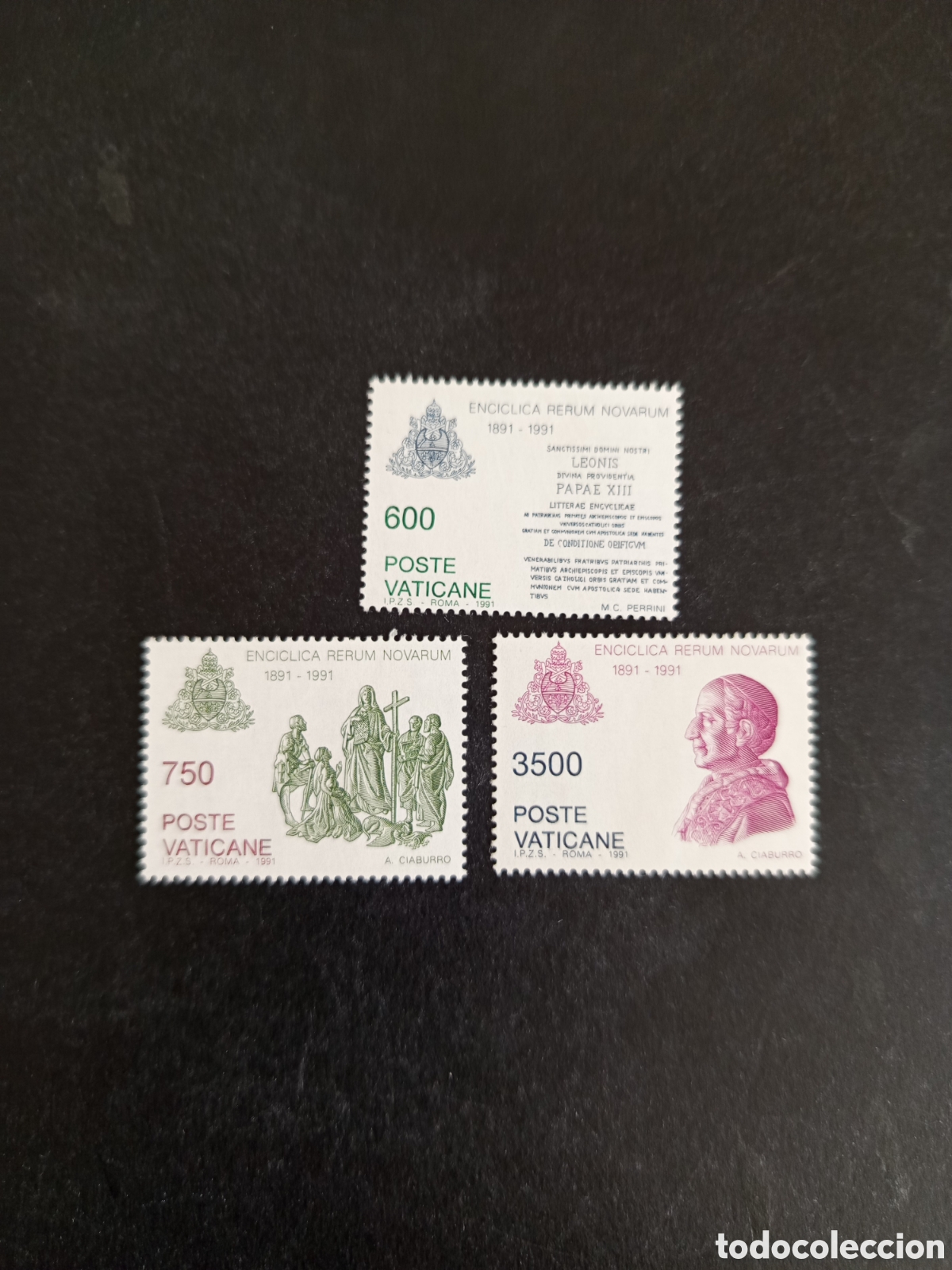 Sellos: Vaticano,1991. Rerum Novatum. S.S. Le&oacute;n XIII. Yv. 903/5. Completa en nuevo. Pedido m&iacute;nimo 3 &euro;.