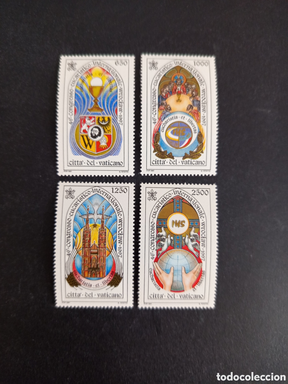 Sellos: Vaticano,1997. Congreso Eucar&iacute;stico. Yv. 1079/82. Completa en nuevo. Pedido m&iacute;nimo 3 &euro;. Ver fotos.