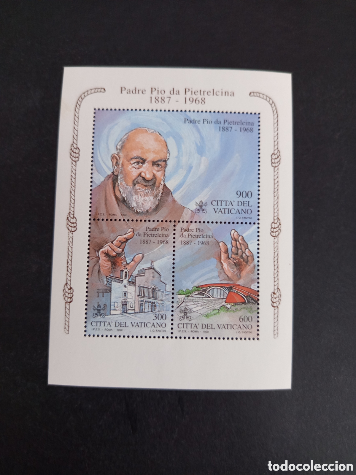 Sellos: Vaticano,1999. Padre Beato P&iacute;o da Pietrelcina. Yv. HB 19. Hoja bloque en nuevo. Pedido m&iacute;nimo 3 &euro;.