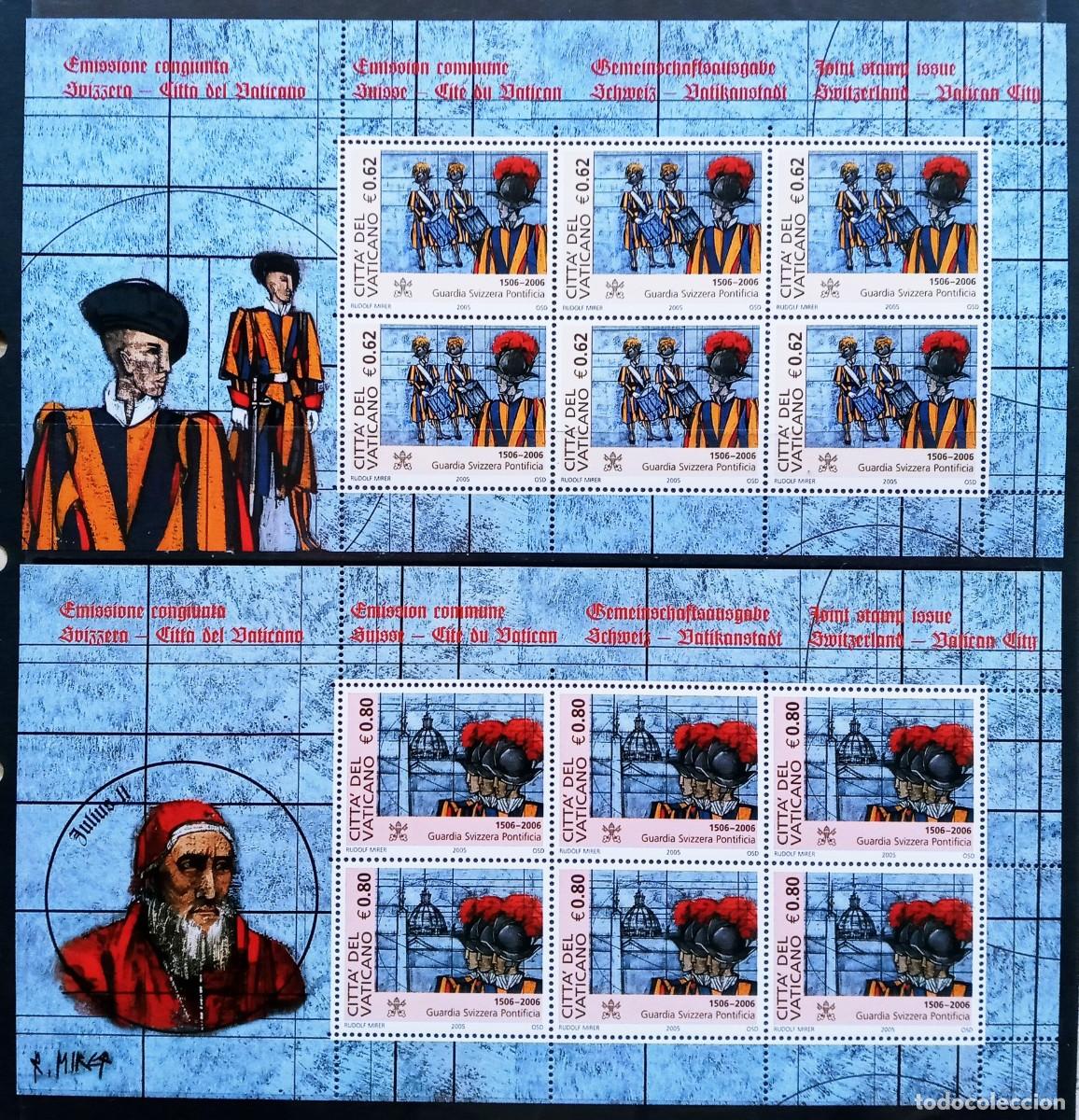 Sellos: VATICANO - IVERT 1391/92 NUEVO ** 2 BLOQUES 5&ordm; CENT. GUARDIA SUIZA PONTIFICIA A&Ntilde;O 2005