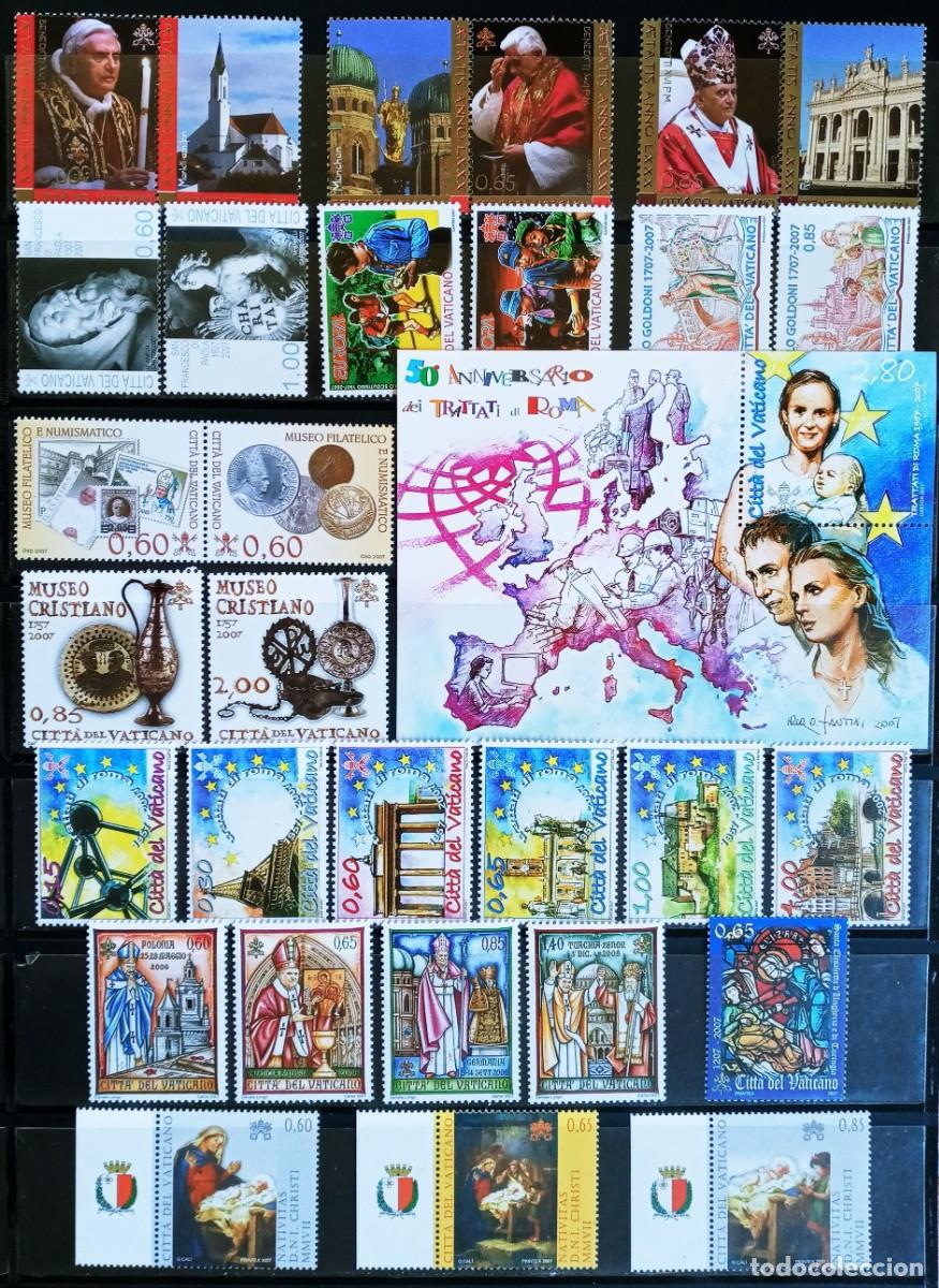 Sellos: VATICANO - IVERT ...27 SELLOS+ 1 H. BLOQUES NUEVO ** SERIES COMPL. DEL A&Ntilde;O 2007 - LOS DE LA FOTO