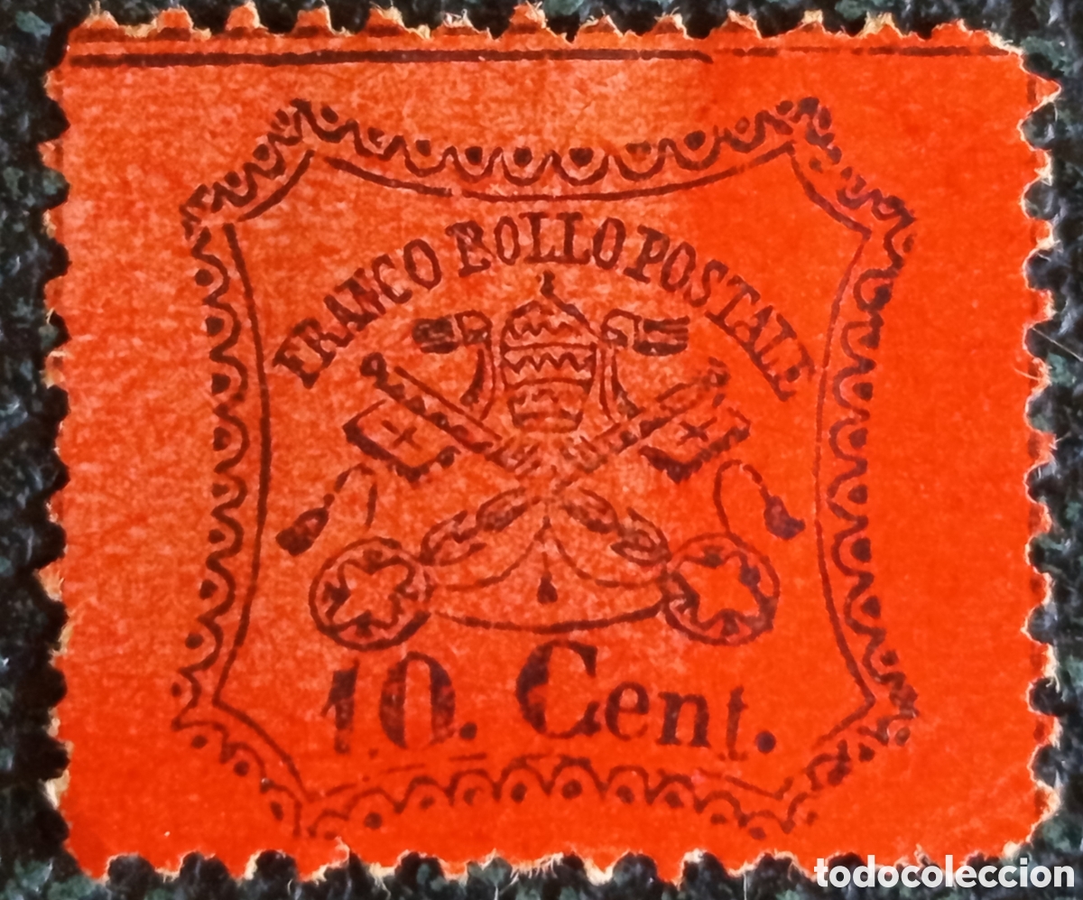 Sellos: Ciudad del Vaticano 1929 Escudo papal y llaves cruzadas 10 c&eacute;ntimos anaranjado (Michel 1) MH