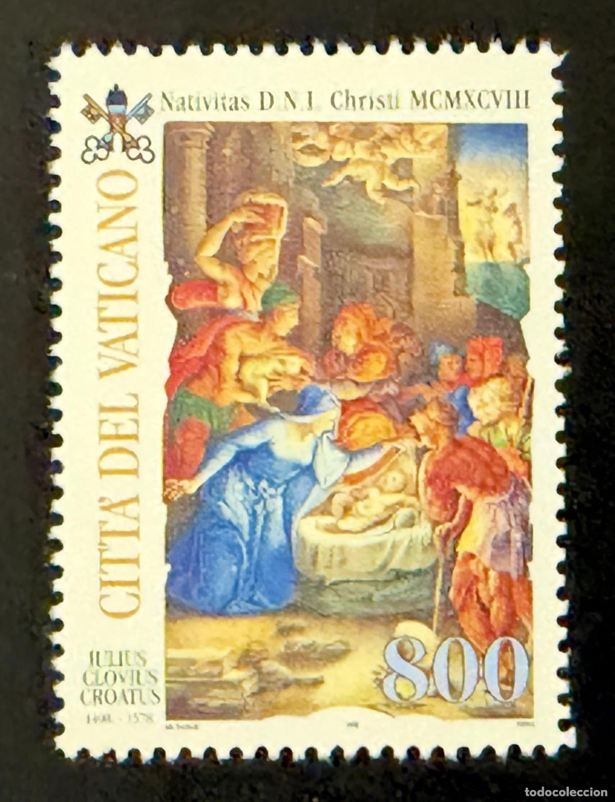 Sellos: Vaticano 1998 Mi. 1262 emisi&oacute;n conjunta Navidad Natividad Giulio Clovio