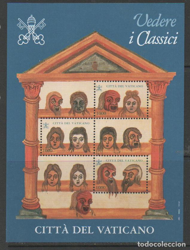Selos: VATICANO, IVERT HOJA BLOQUE N&ordm; 25, EXPOSIION DE LIBROS ANTIGUOS , MASCARAS,NUEVO **