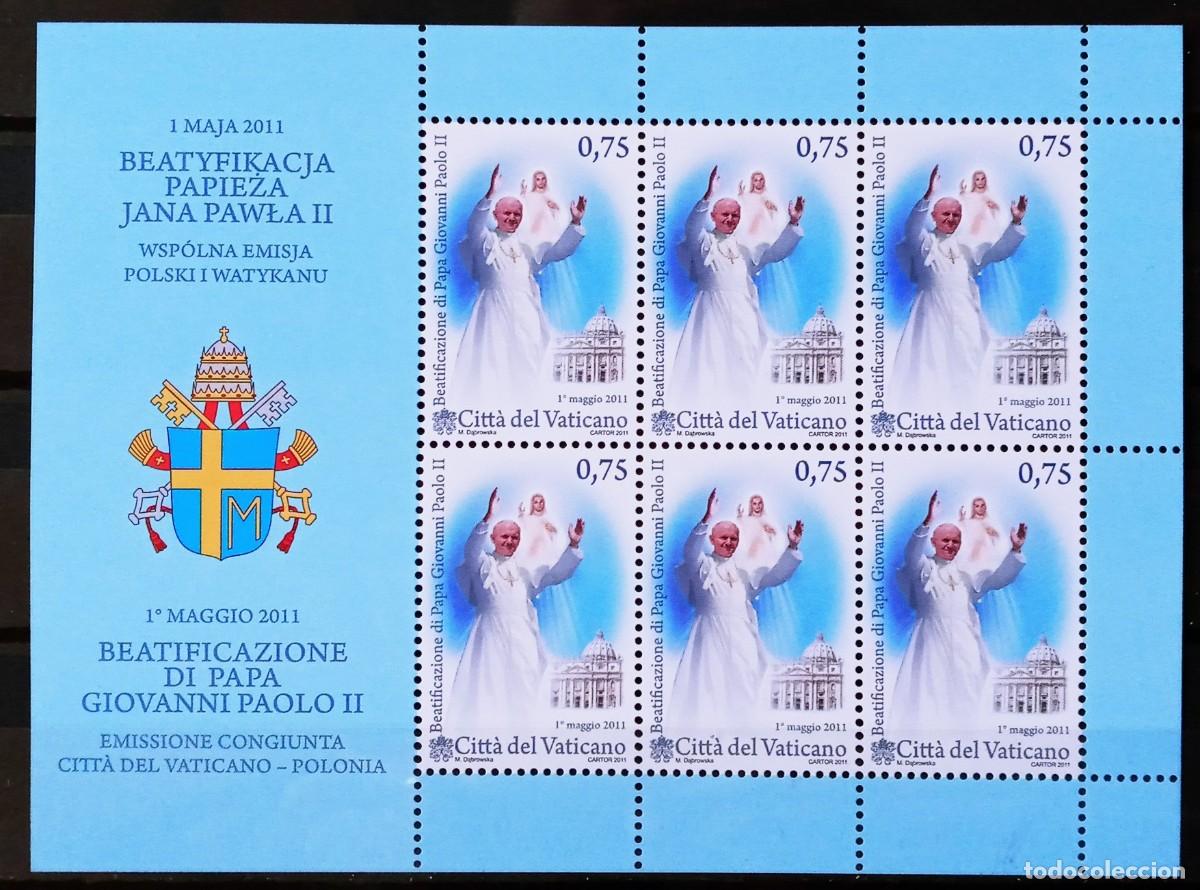 Sellos: VATICANO - IVERT 1552 NUEVOS ** MINI PLIEGO DE 6 SERIES A&Ntilde;O 2011 BEATIFICACION DE JUAN PABLO II