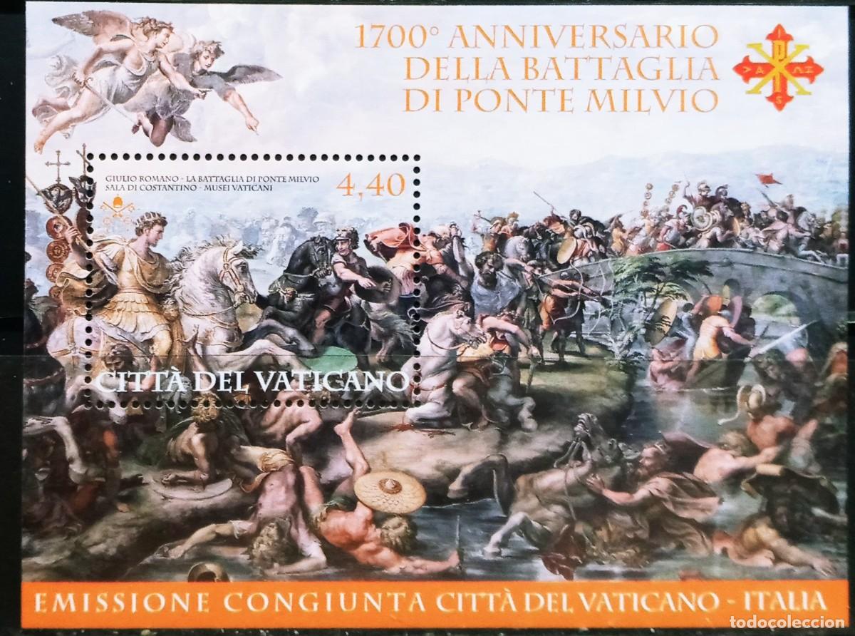 Sellos: VATICANO - IVERT 1596 HOJA BLOQUE N&ordm;40 NUEVOS ** 1700&ordm; ANIV. BATALLA DE MILVIUS