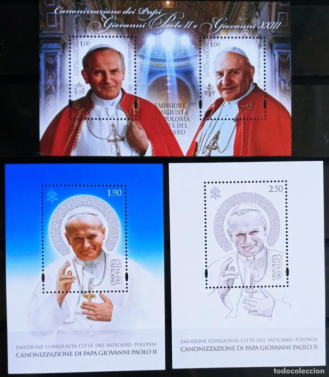 Sellos: VATICANO - IVERT 3 HOJAS BLOQUE NUEVOS ** CANONIZACION LOS PAPAS JUAN PABLO II Y JUAN XXIII A&Ntilde;O 2014