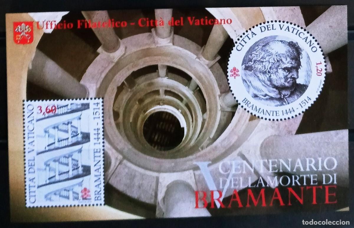 Sellos: VATICANO - IVERT HOJA BLOQUE NUEVOS ** 500&ordm; ANIV. MUERTE DE BRAMANTE A&Ntilde;O 2014