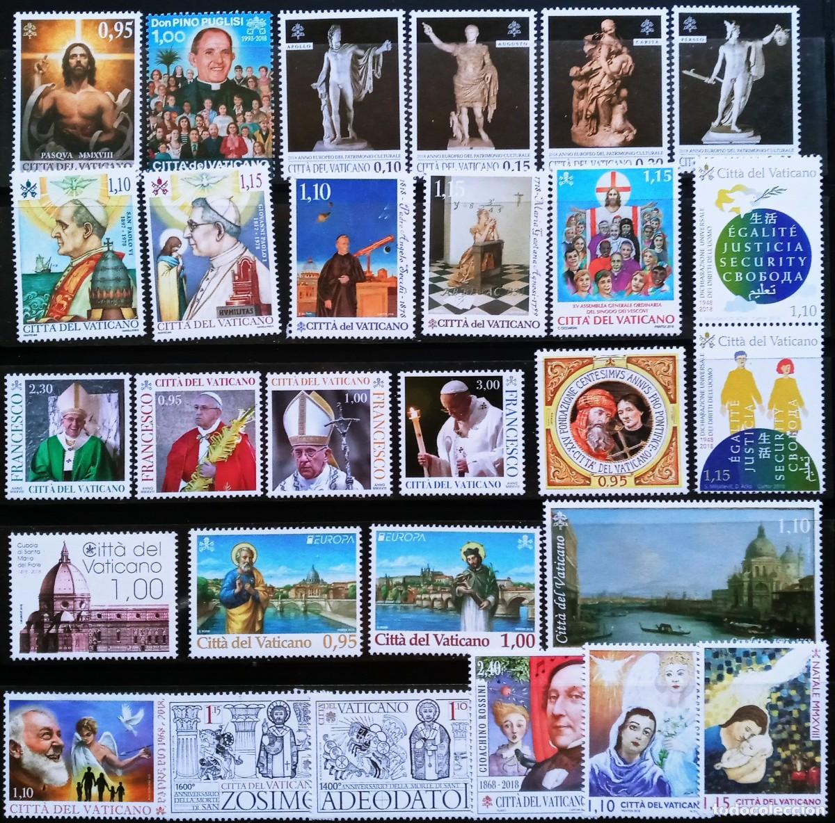 Sellos: VATICANO - IVERT 28 SELLOS + 4 HB NUEVOS ** SERIES COMPLETAS A&Ntilde;O 2018 - LOS DE LAS 2 FOTOS