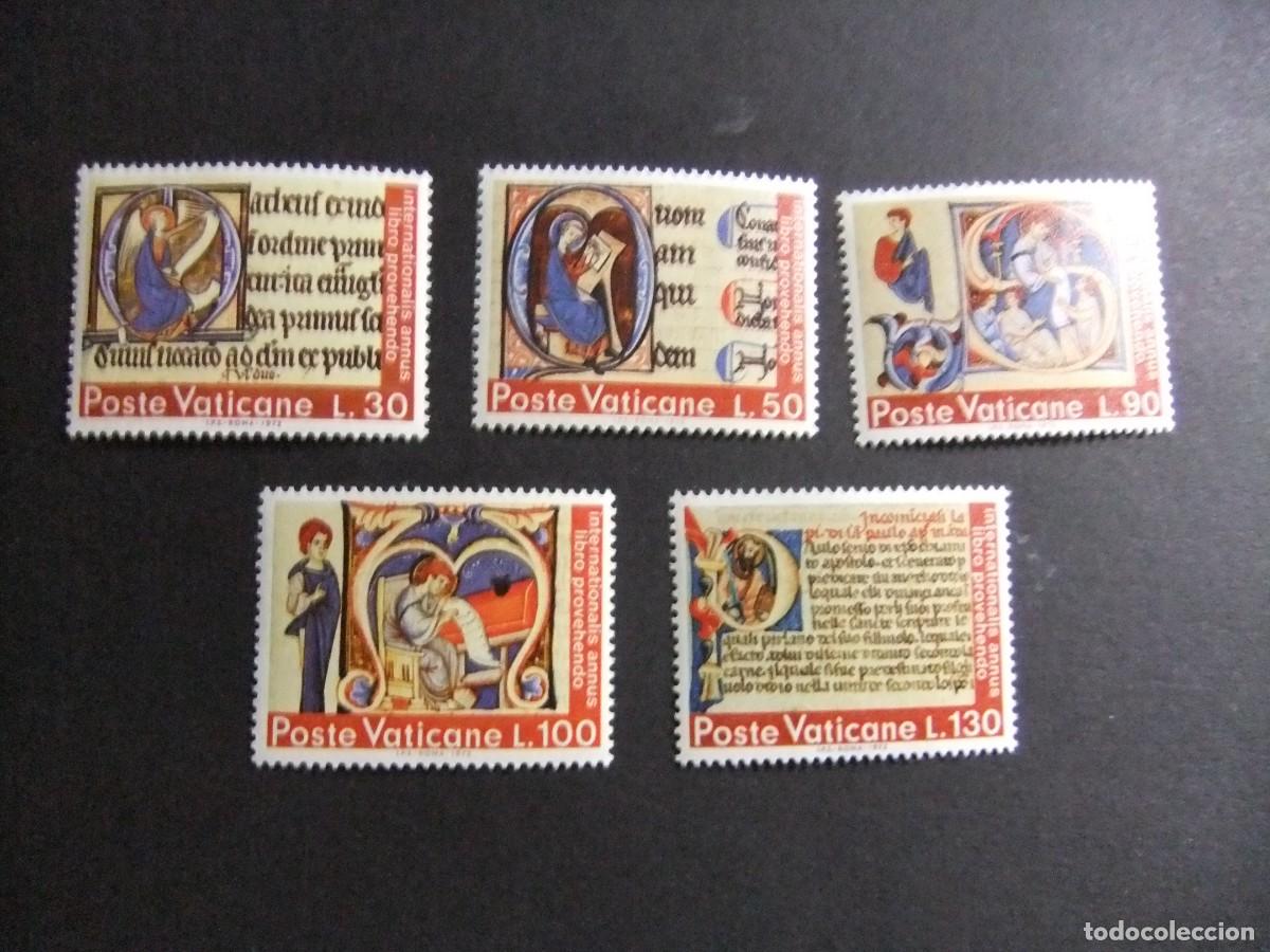 Sellos: L 148 VATICANO 1972 / ANN&Eacute;E INTERNATIONALE DU LIVRE / YVERT 542 / 546 MNH