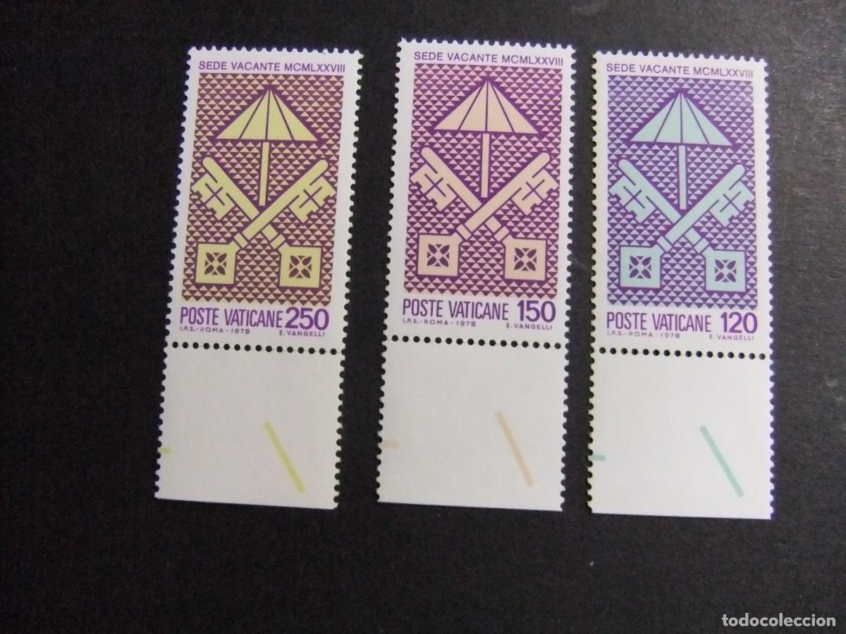 Sellos: L 148 VATICANO 1978 / SIEGE VACANT ASIENTO VACANTE / YVERT 656 / 658 MNH