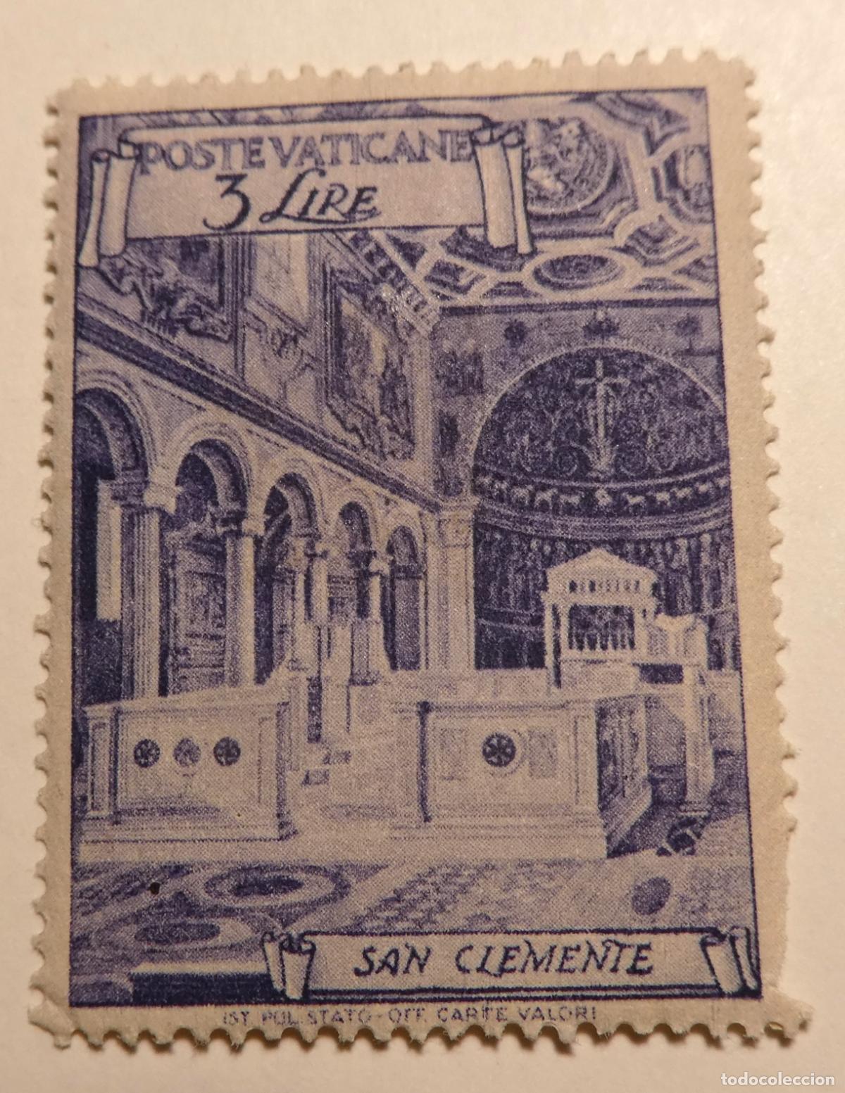 Sellos: Sello postal del Vaticano 3 liras 1949,Bas&iacute;lica San Clemente