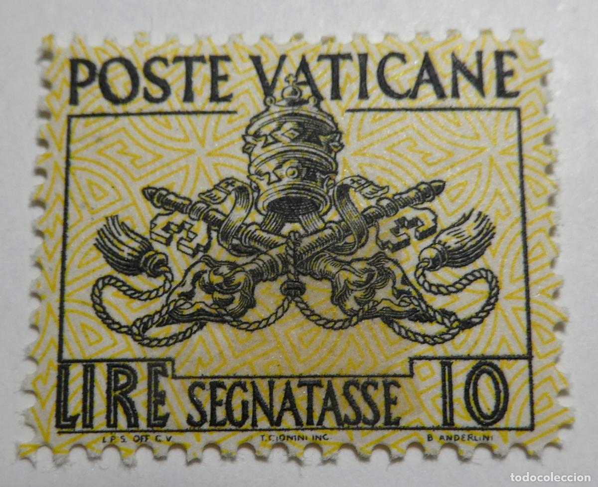 Sellos: Sello postal del Vaticano 10 liras 1954, Sello de tasa (Segnatasse)