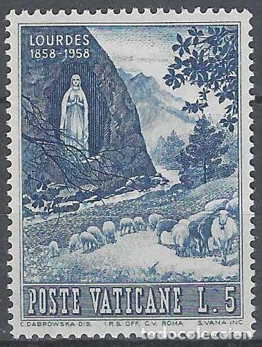 Sellos: CIUDAD DEL VATICANO 1958 - 1&ordm; CENT. DE LA APARACI&Oacute;N DE LA V&Iacute;RGEN DE LOURDES - MH*