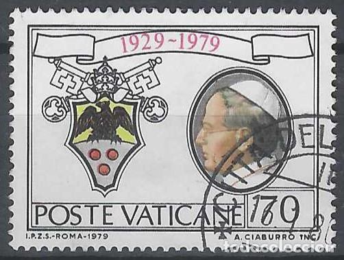 Sellos: CIUDAD DEL VATICANO 1979 - 50&ordm; ANIV. DEL ESTADO VATICANO, PAPA PABLO VI - USADO