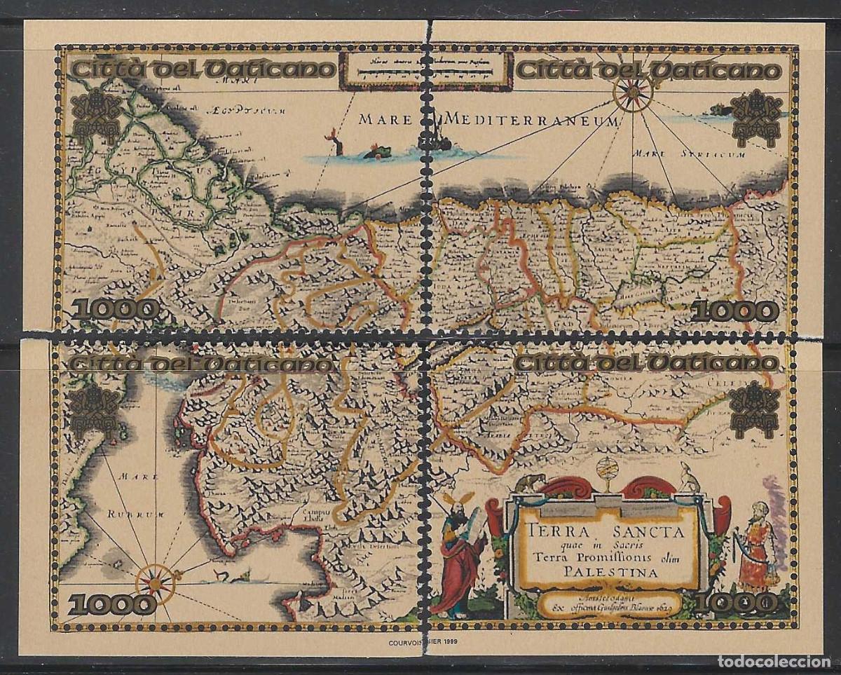 Sellos: CIUDAD DEL VATICANO 1999 - LUGARES SANTOS DE PALESTINA, MAPA DE TIERRA SANTA DE 1619 - MNH**