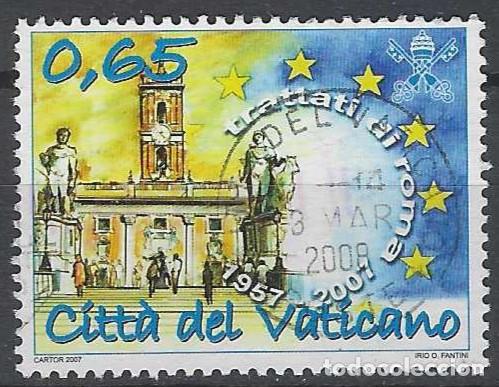 Sellos: CIUDAD DEL VATICANO 2007 - 50&ordm; ANIV. DE LA FIRMA DEL TRATADO DE ROMA, PALACIO DEL GOBIERNO - USADO