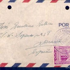 Sellos: SOBRE CIRCULADO DE VENEZUELA A ALICANTE. FECHA 25-8-1955