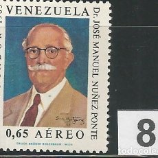 Sellos: VENEZUELA: 1968; 1 ESTAMPILLA JOSÉ MANUEL NUÑEZ PONTE, TEMÁTICA PERSONAJES