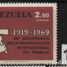 Sellos: VENEZUELA: 1969; ORGANIZACIÓN INTERNACIONAL DEL TRABAJO, 1 ESTAMPILLA