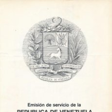Sellos: HOJA INFORMATIVA CON SERIE DE 10 SELLOS NUEVOS DE VENEZUELA MÁS UN SELLO USADO. 1976.