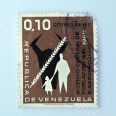 Sellos: ANTIGUO SELLO POSTAL VENEZUELA 1961, 0,10 BS ,IX CENSO DE POBLACIÓN Y III AGROPECUARIO 1960, AEREO. Lote 313164438