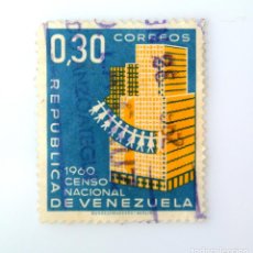 Sellos: ANTIGUO SELLO POSTAL VENEZUELA 1961, 0,30 BS EDIFICIO, GENTE,CENSO NACIONAL 1960, CONMEMORATIVO. Lote 313165218